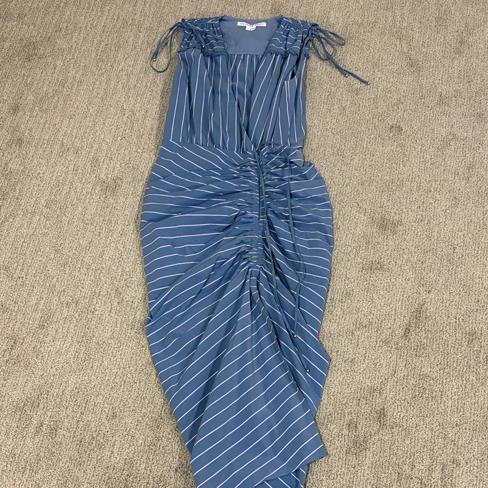 Veronica Beard Blue and White Striped Maxi Dress